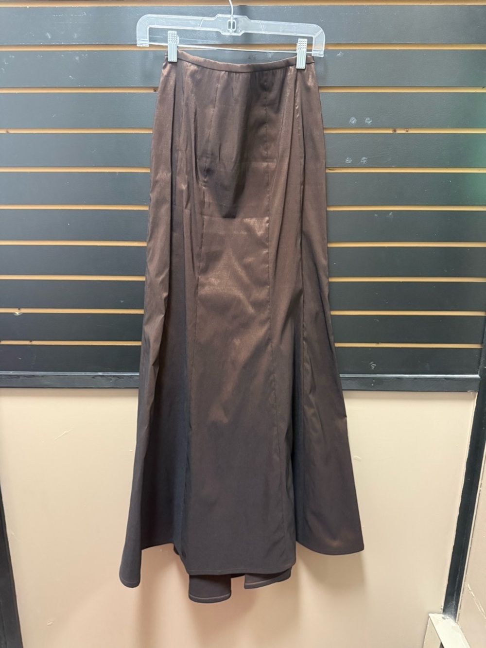 Tadashi Shoji Metallic Bronze Maxi Skirt Satin A-Line Formal